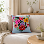 Bloom Sky Embroidered Cushion (With Filling) – 45 ×45 cm