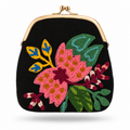 Embroidered Coin Purse  - Black