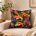Wild Garden Embroidered Cushion (With Filling) – 45 ×45 cm
