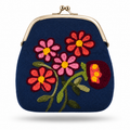 Embroidered Coin Purse - Dark Blue