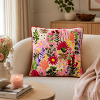 Secret Garden Embroidered Cushion (With Filling) – 45 ×45 cm